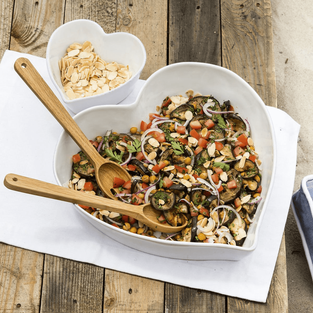 Porto Heart Stoneware Oven Dish, Large, White