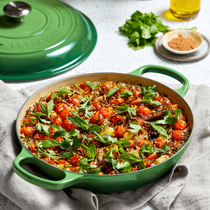 Signature Cast Iron Shallow Casserole, 30cm, Bamboo