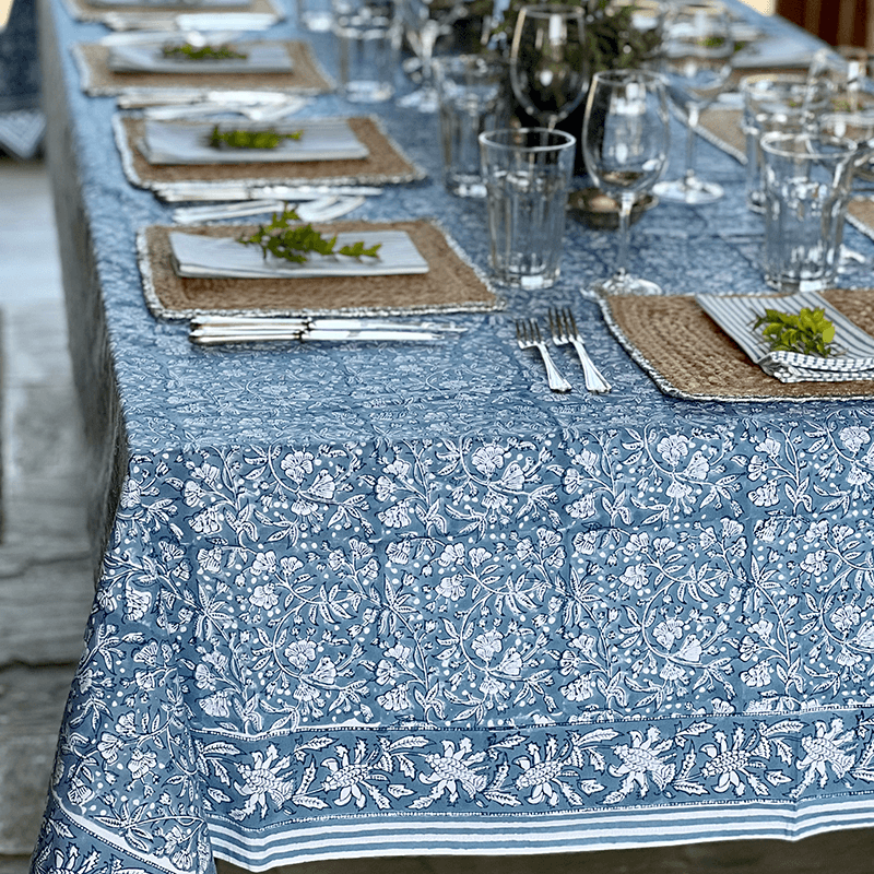 Florence Tablecloth, L180 x W360cm, French Blue