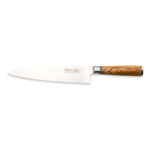 Image showing the Katana Saya Olive Wood Gyuto Knife, 20cm Damascus Blade product.