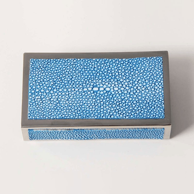 Large Match Box Holder, 13 x 7cm, Duke Blue Shagreen