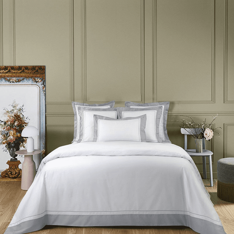 Lutece - 300 Thread Count Egyptian Cotton Sateen Super king duvet cover, 260 x 220cm, Platine