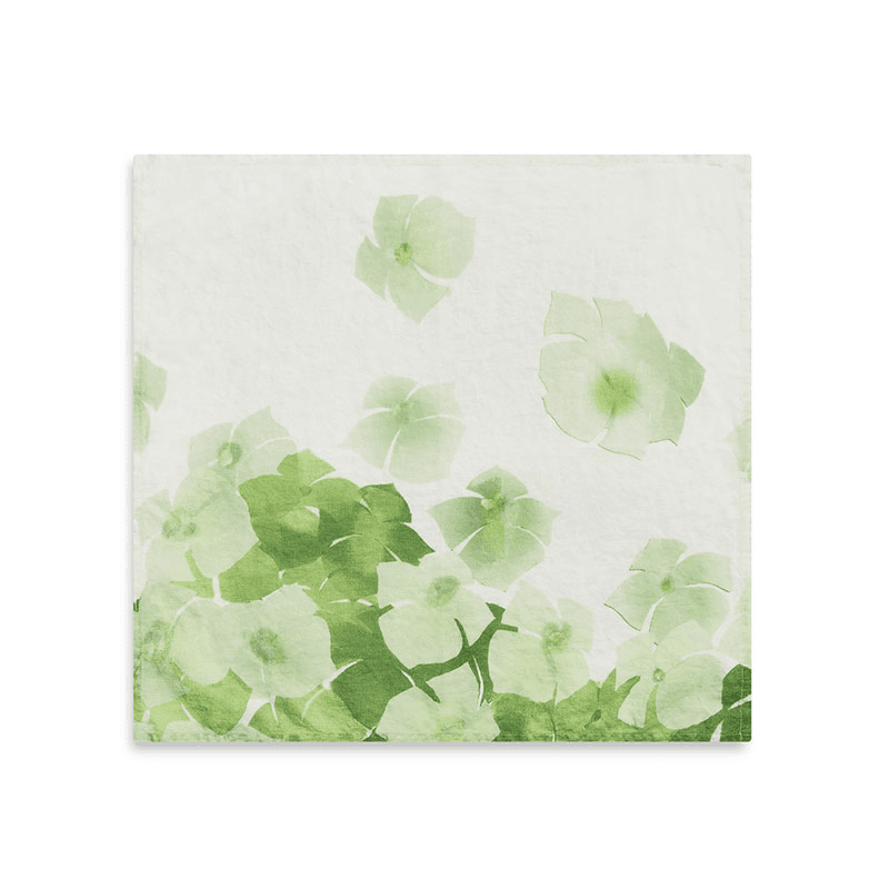 White Hydrangea Linen Napkin, 50cm x 50cm, Green