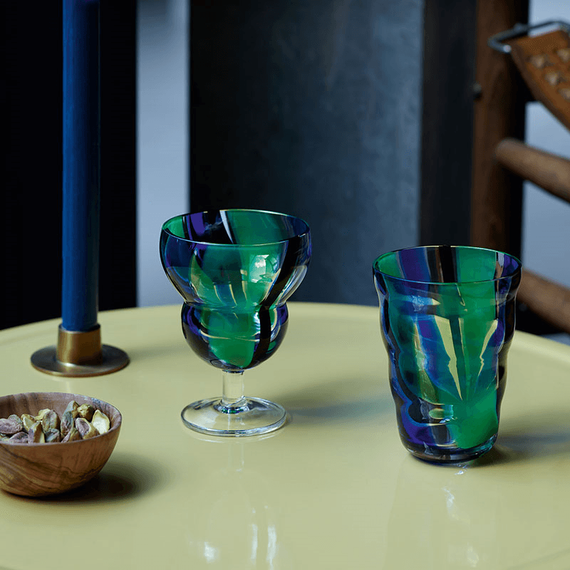 Folk Set of 2 Tumblers, 280ml, Black/Blue/Green