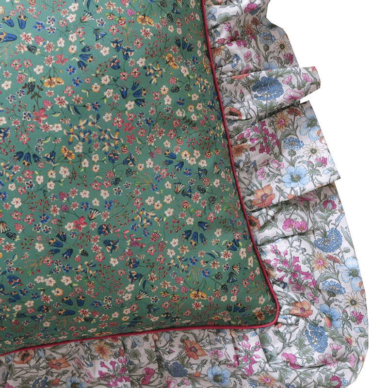 Donna Leigh Ruffle Piped Cushion, 40cm, Green