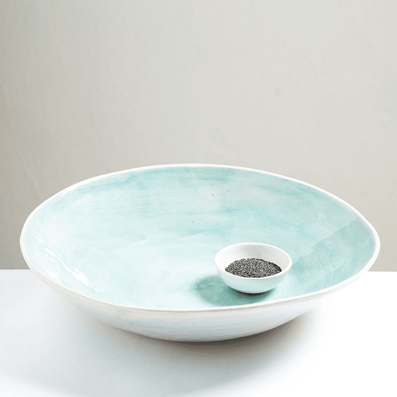 Large Salad Bowl Plain Wash, 31 x 6.5cm, Turquoise