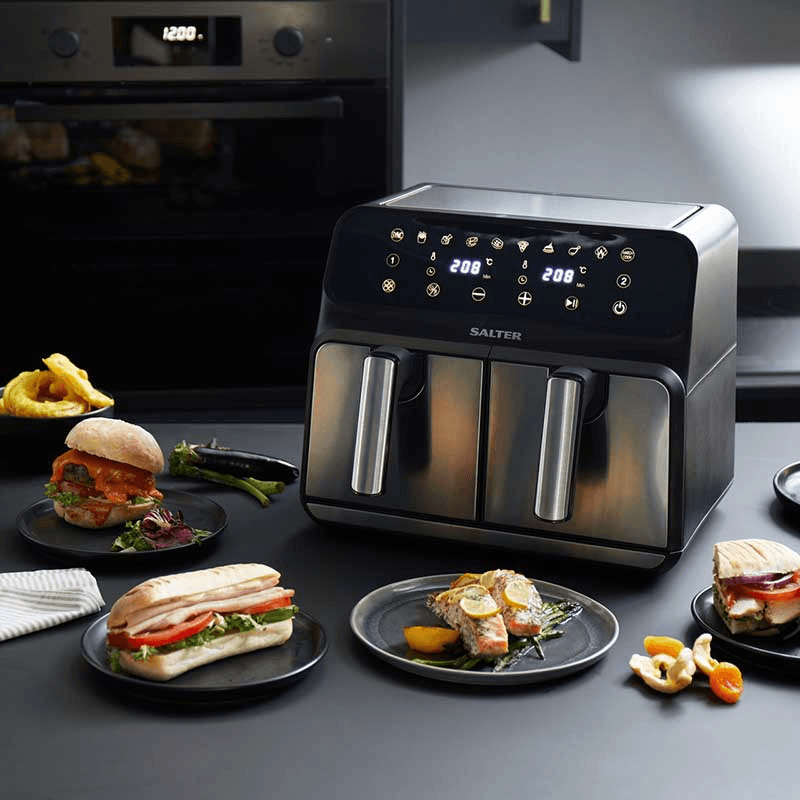 Dual Air Fryer, 7.6L, Silver