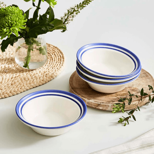 Image showing the Potter's Stripe Set of 4 Oatmeal Bowls, D16.5cm, Blue product.
