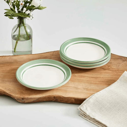 Image showing the Potter's Stripe Set of 4 Bread Plates, D15cm, Green product.