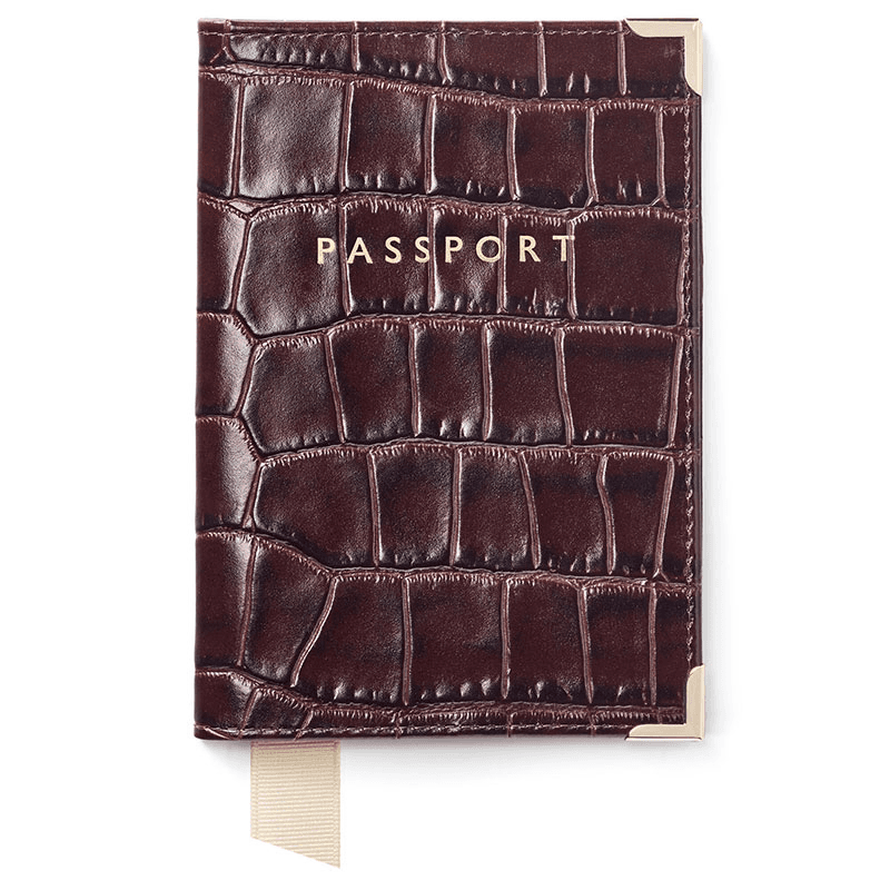 PlainPassport Cover, L14 x W9.5cm, Amazon Brown Croc