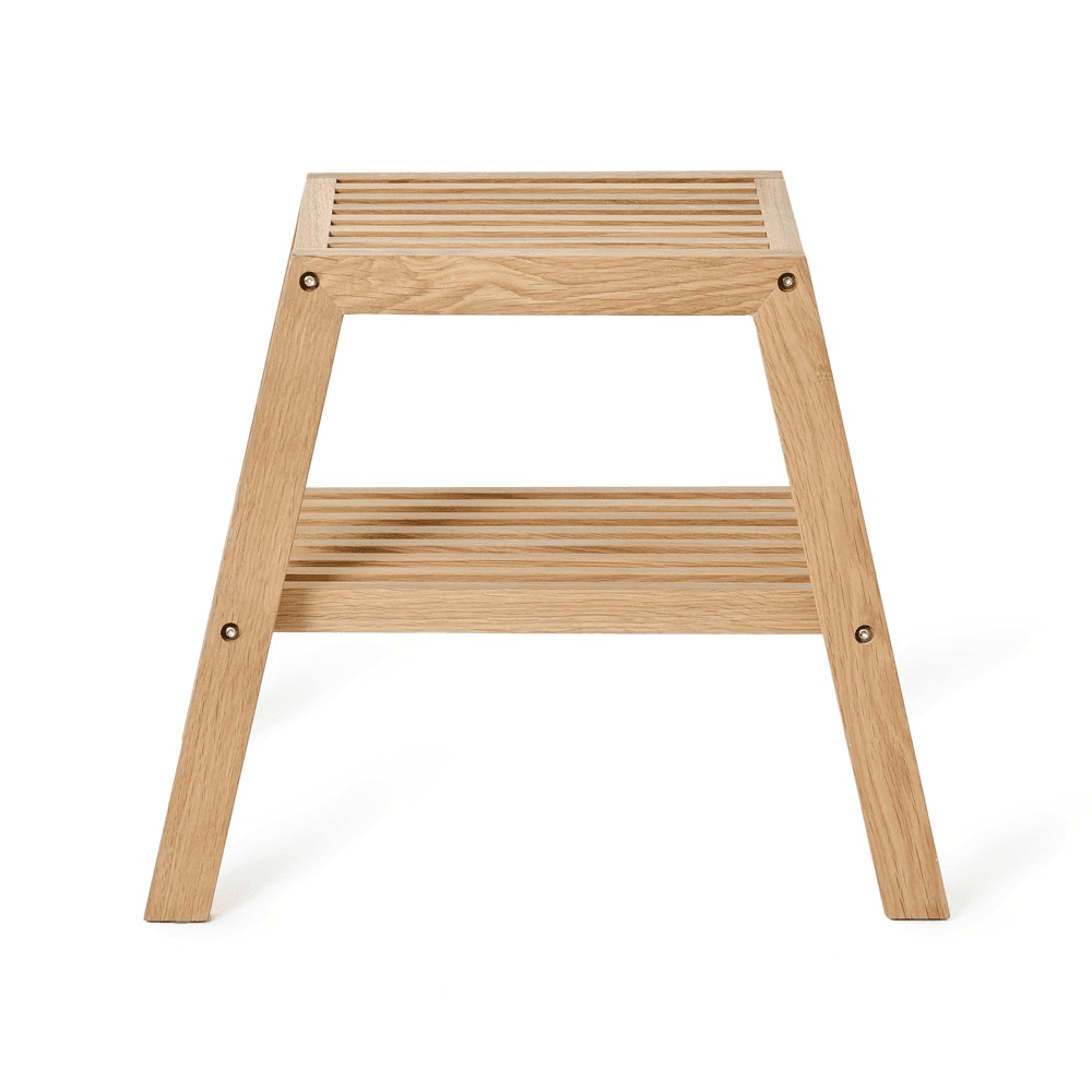Slatted stool, H42 x W50.5 x D35.4cm, Oak