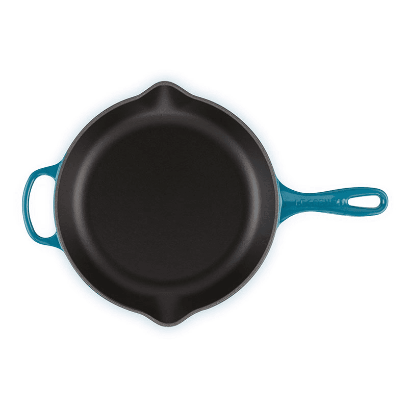 Deep Teal Cast Iron Round Skillet, 26cm