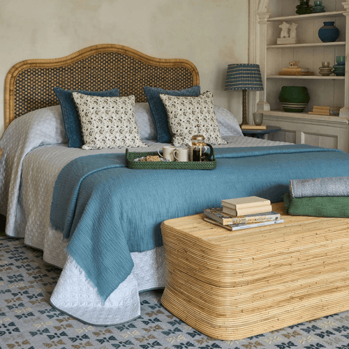 Image showing the Rattan Super King Headboard, Blue product.