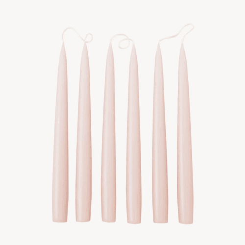 Image showing the Set of 6 Tapered Dinner Candles, H25cm, Powder Pink product.