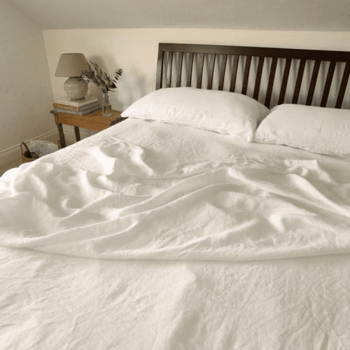 Image showing the Linen King Size Fitted Sheet, White product.
