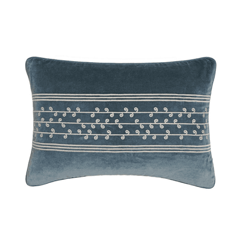 Image showing the San Juan Embroidered Velvet Cushion, 50 x 35cm, Blue product.