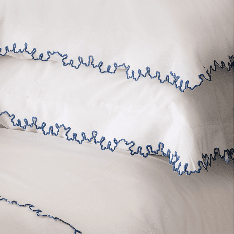 Thea Scalloped Oxford Pillowcase, Standard, Denim