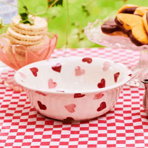 Image showing the Pink Hearts Cereal Bowl, D16.5cm, Cream product.