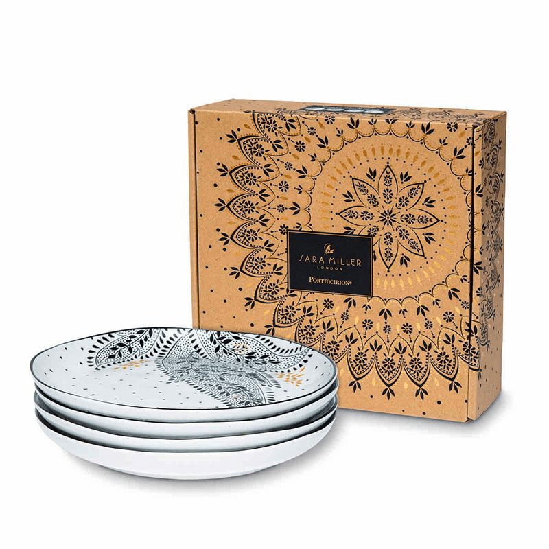 Artisanne Noir Set of 4 Salad Plates, D21cm, Monochrome