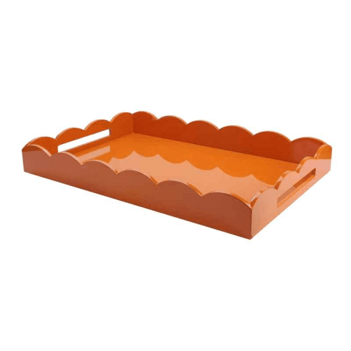 Image showing the Lacquered Scallop Ottoman Tray 66 x 43cm, Orange product.