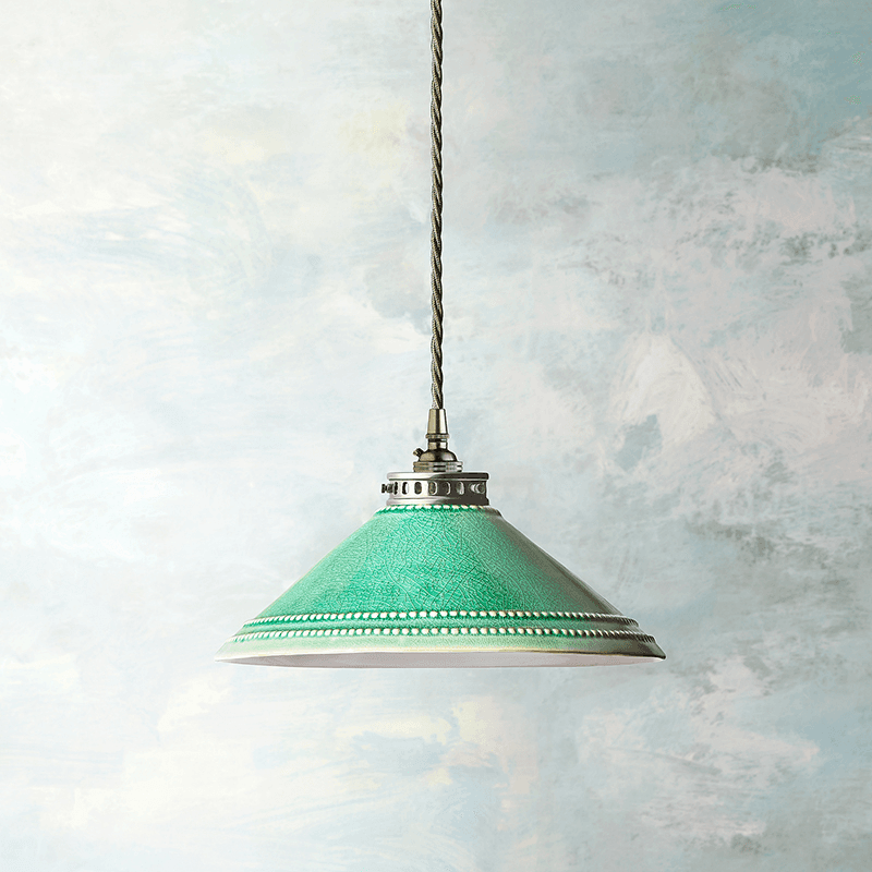 Ted Ceramic Shade with Antiqued Brass Gallery, D29.5cm, Bottle Green