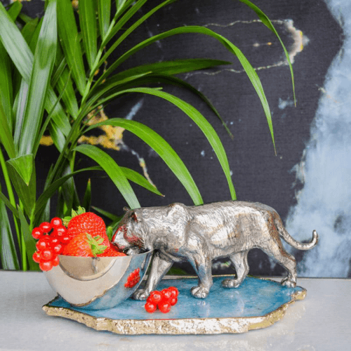 Image showing the Wild Tiger Nibbles Bowl, L33 x W12 x D12cm, Silver product.