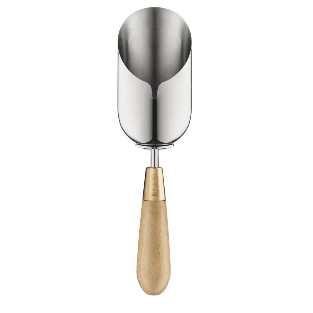 Boxed Compost Scoop, Silver/Natural/Brass