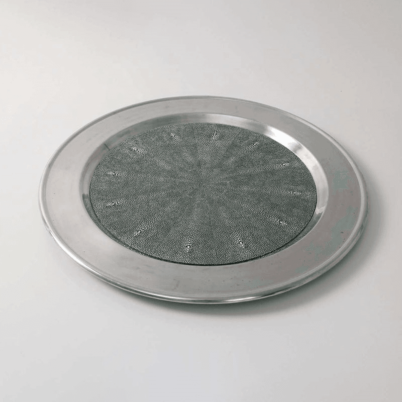 Duchess Serving Tray, D53cm, Green Shagreen