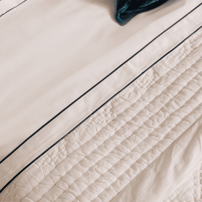 Frame Two Corded Duvet Cover, Double, Steel Blue
