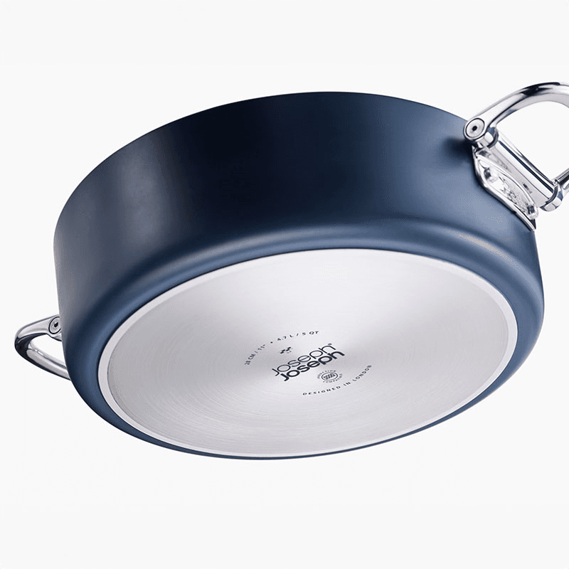 Space Folding Ceramic Non-Stick Casserole Pan & Lid, 28cm, Midnight Blue