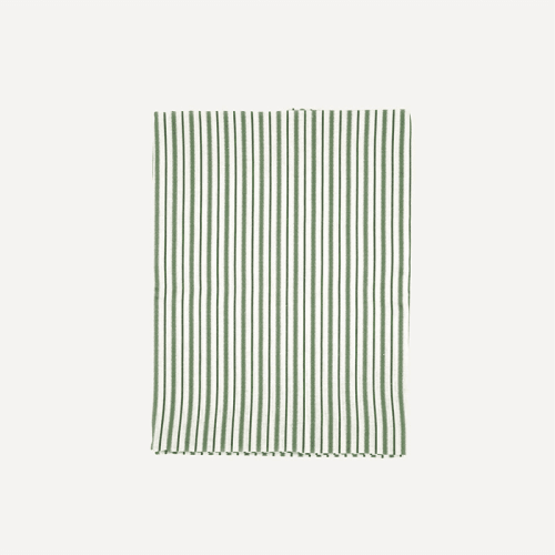 Image showing the Victoria Striped Linen Tablecloth, 160 x 260cm, Fir Green product.