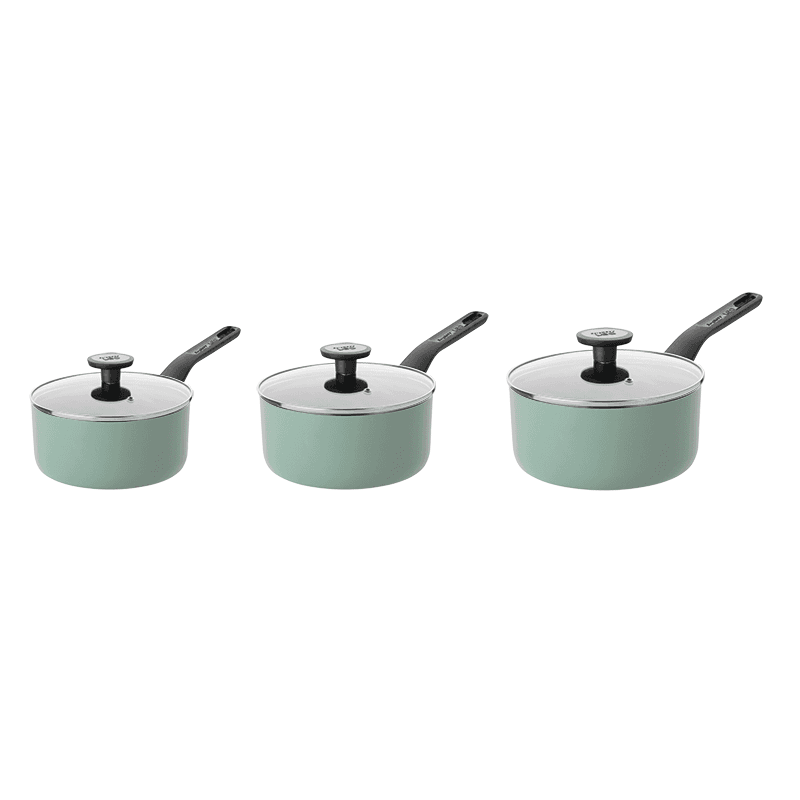 Leo 3 Piece Saucepan Set, Sage