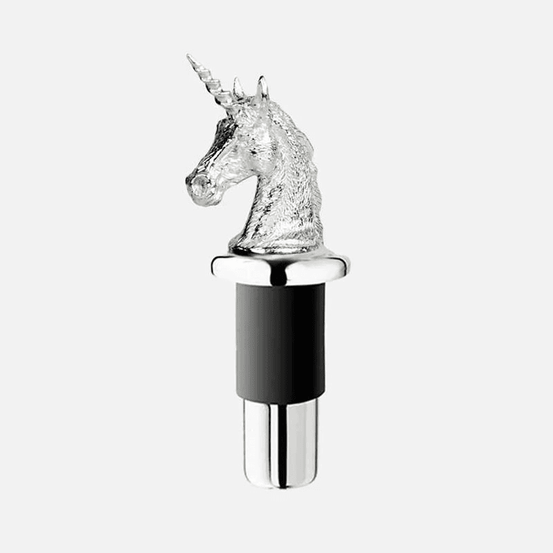 Unicorn Silver Plated Bottle Stopper, 10 x 3.5cm, Silver