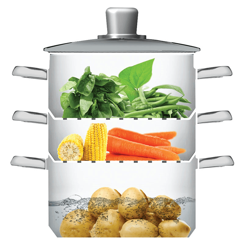 Steamer set 3 tier, 20cm, Stainless Steel