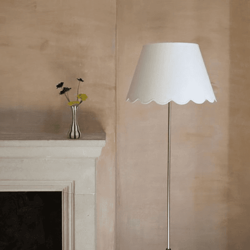 Image showing the Fabric Scallop Large Lampshade, White product.
