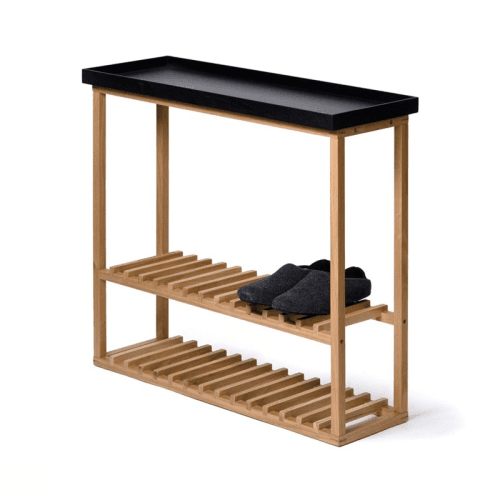 Image showing the Hello Storage table, H74.4 x W81 x D28cm, Black/Oak product.