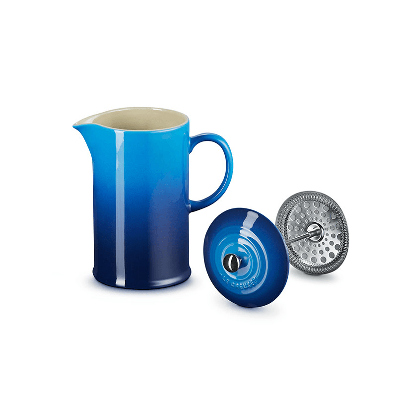 Stoneware Cafetiere with Metal Press, 1L, Azure