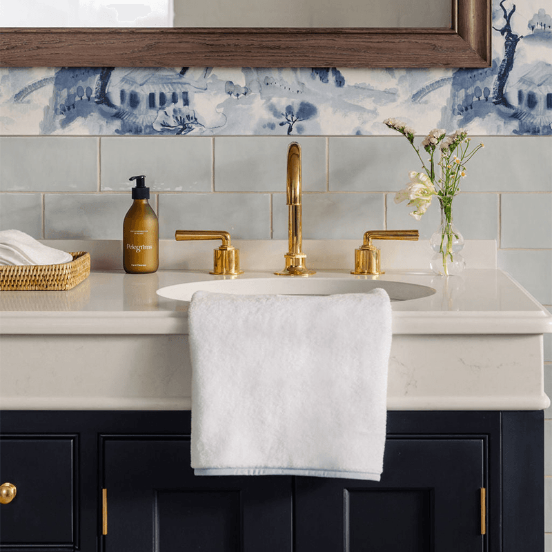 Georgina Straight Pair of Hand Towels, Powder Blue