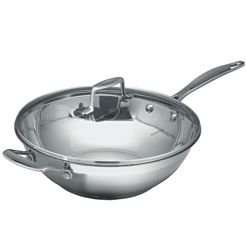 Image showing the Impact Wok with glass lid, 32cm, stainless steel product.
