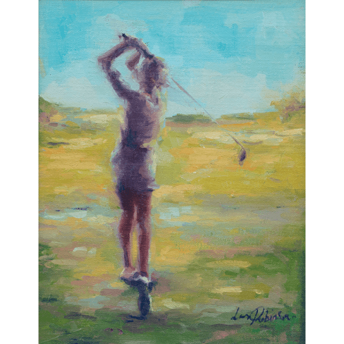 Image showing the What A Swing Framed Oil Painting on Canvas Board, 43 x 38cm, Multi product.