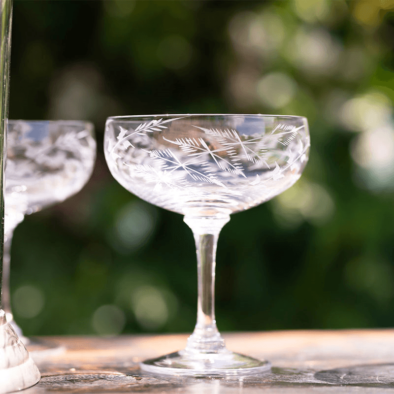 Ferns Set of 4 Crystal Cocktail Glasses, 210ml, Clear