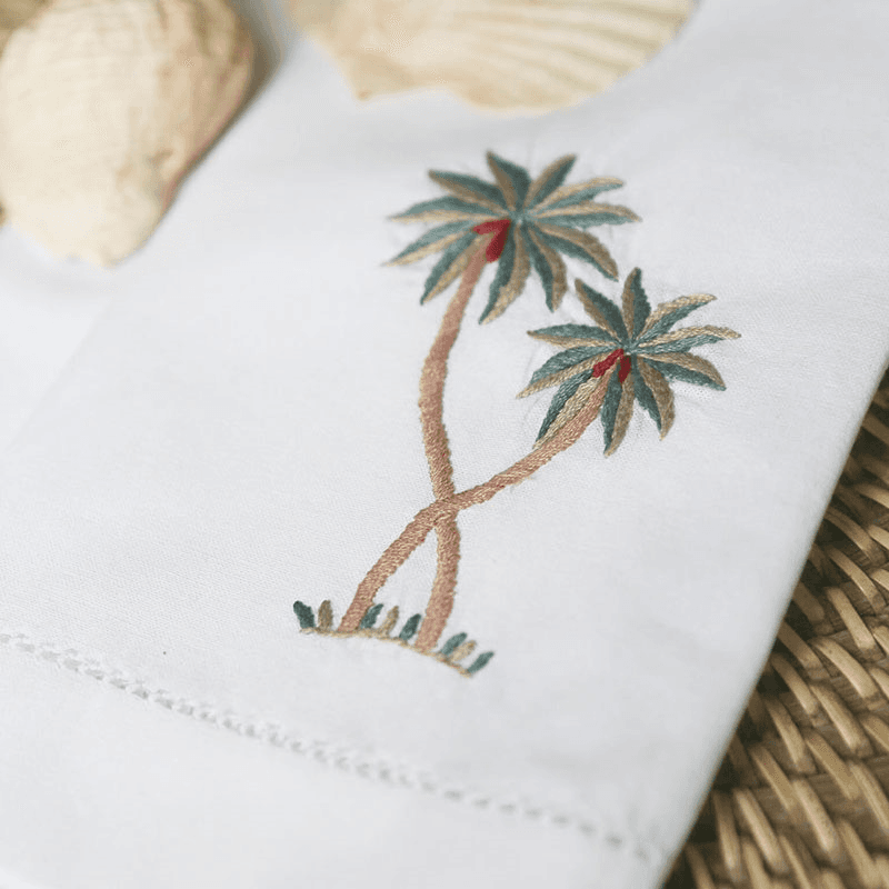 Palm Hand Towel, 38 x 58cm, White/Green/Red