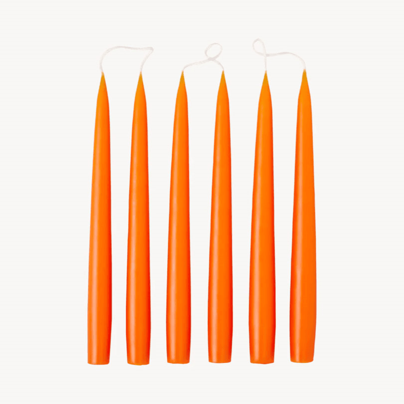 Set of 6 Tapered Dinner Candles, H25cm, Pumpkin Orange