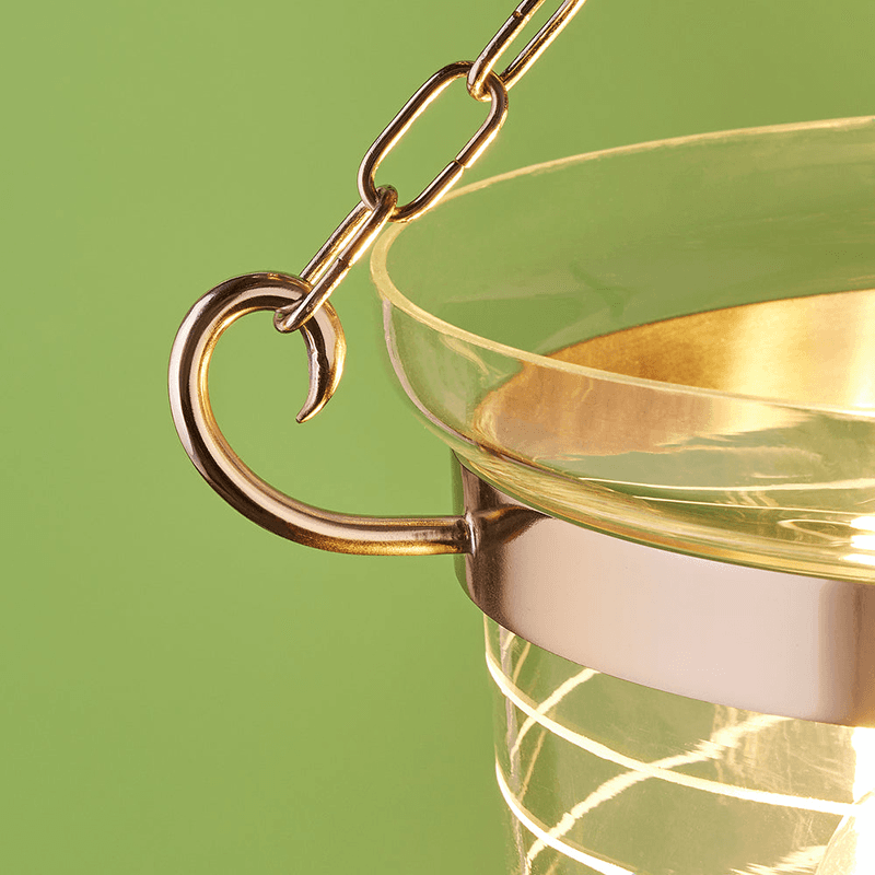 Valerie Etched Glass Pendant, 63 x 36cm, Nickel