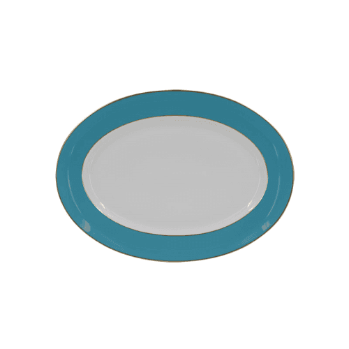 Image showing the Sous Le Soleil Oval Platter, W31 x L42cm, Matt Gold Classic Turquoise product.
