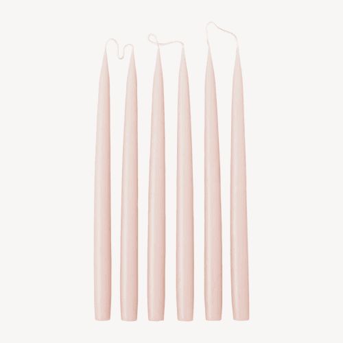 Image showing the Set of 6 Tapered Dinner Candles, H35cm, Powder Pink product.