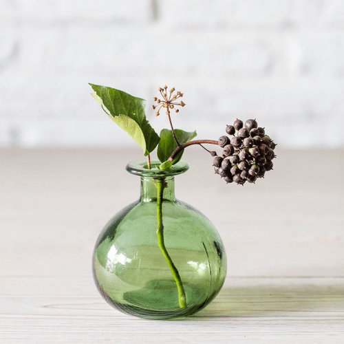 Image showing the Recycled Glass Round bud vase, H12 x Dia 11cm, Green product.