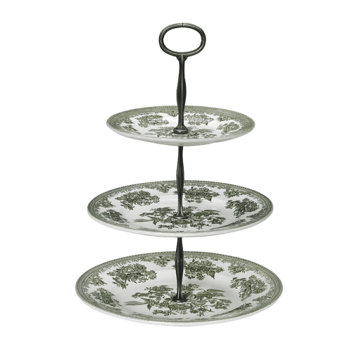 Image showing the Asiatic Pheasants 3 Tier Cake Stand, H35 x W26.5 x D26.5cm, Green product.