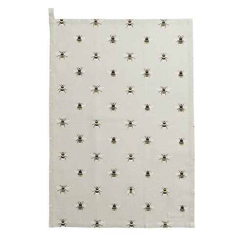 Image showing the Bees Linen Tea Towel, Natural, Yellow product.