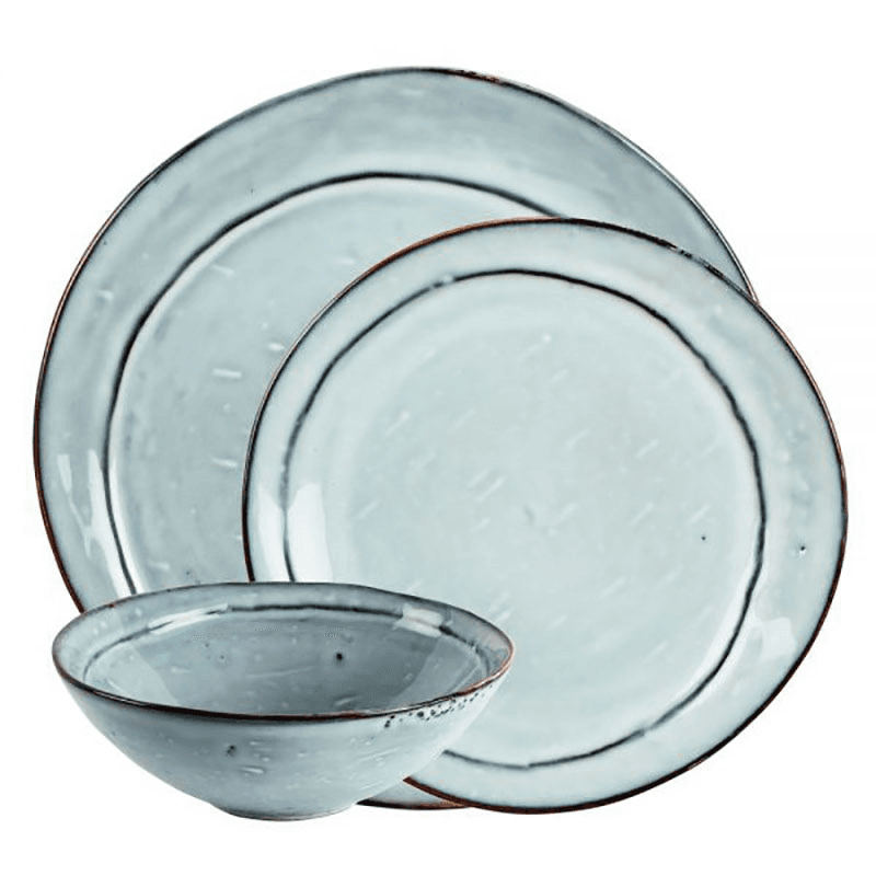 Misty 12 Piece Dinner Set, Dusty Blue